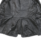 NEWPORT NEWS Womens Black Leather Button Jacket UK 12 Tailored Plain Stylish