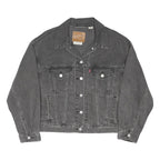 LEVI'S Womens Black Cotton Blend Denim Jacket S Button Closure Classic Fit