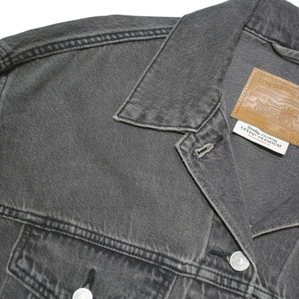 LEVI'S Womens Black Cotton Blend Denim Jacket S Button Closure Classic Fit