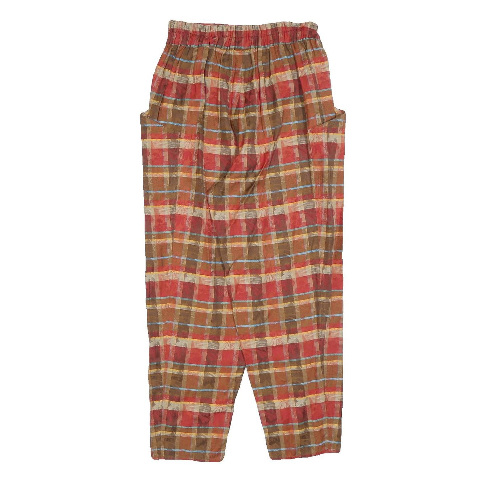 MARELLA Womens Polyester Blend Brown & Red Relaxed Straight Trousers W25 L25