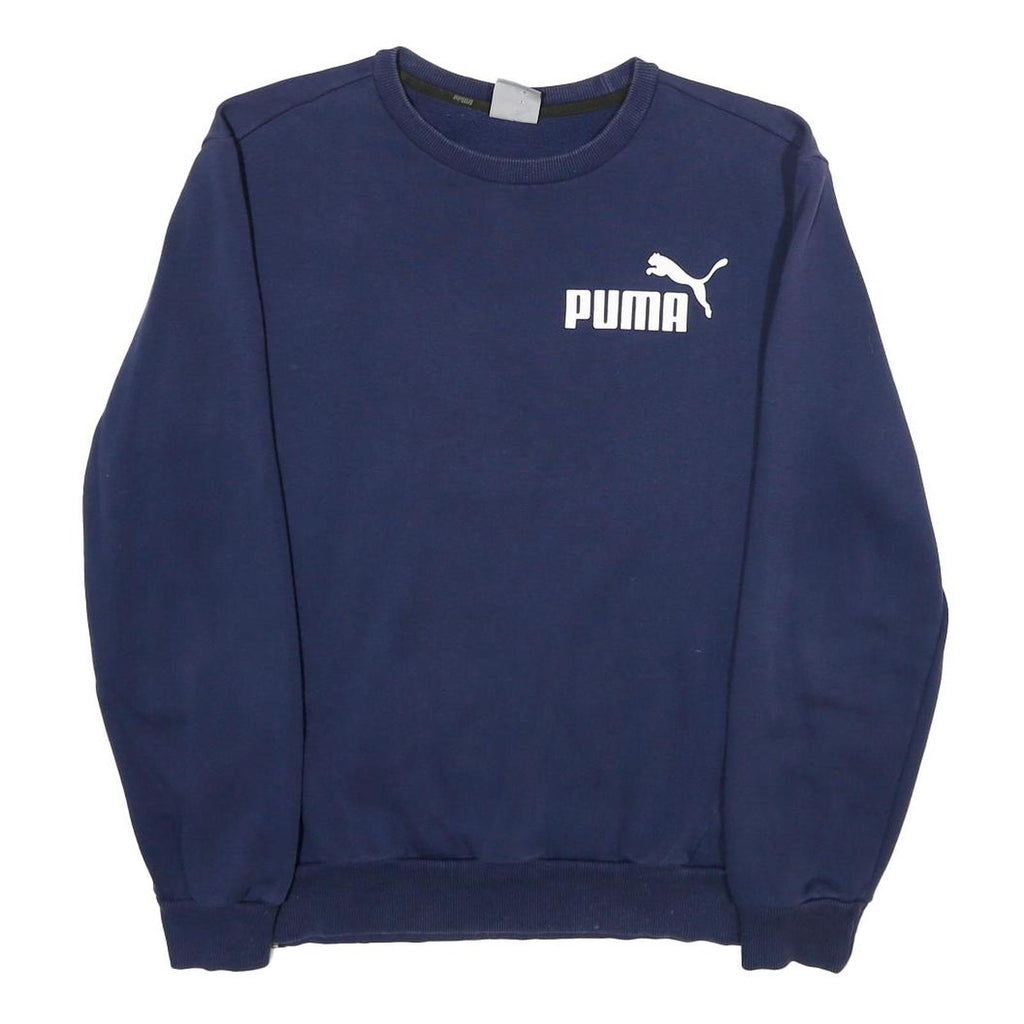 PUMA Mens Blue Crew Neck Sweatshirt M Cotton Blend Pullover Casual Sportswear