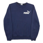 PUMA Mens Blue Crew Neck Sweatshirt M Cotton Blend Pullover Casual Sportswear