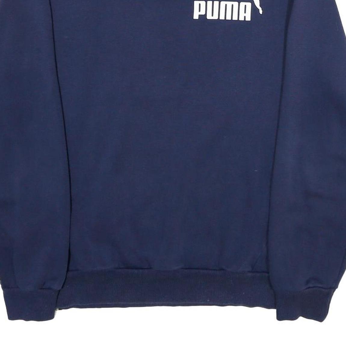 PUMA Mens Blue Crew Neck Sweatshirt M Cotton Blend Pullover Casual Sportswear
