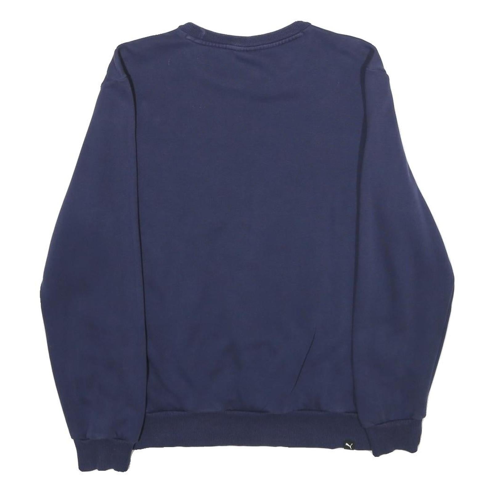 PUMA Mens Blue Crew Neck Sweatshirt M Cotton Blend Pullover Casual Sportswear