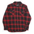 JACHS Mens Red & Black Check Shirt L Long Sleeve Button Closure Casual Flannel