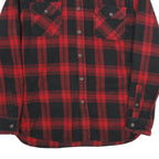 JACHS Mens Red & Black Check Shirt L Long Sleeve Button Closure Casual Flannel