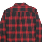 JACHS Mens Red & Black Check Shirt L Long Sleeve Button Closure Casual Flannel