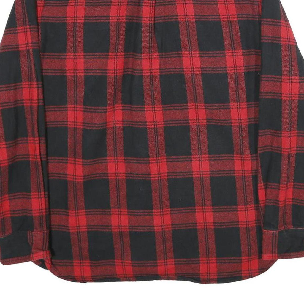 JACHS Mens Red & Black Check Shirt L Long Sleeve Button Closure Casual Flannel