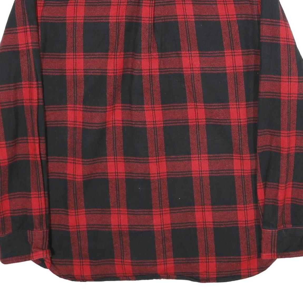 JACHS Mens Red & Black Check Shirt L Long Sleeve Button Closure Casual Flannel