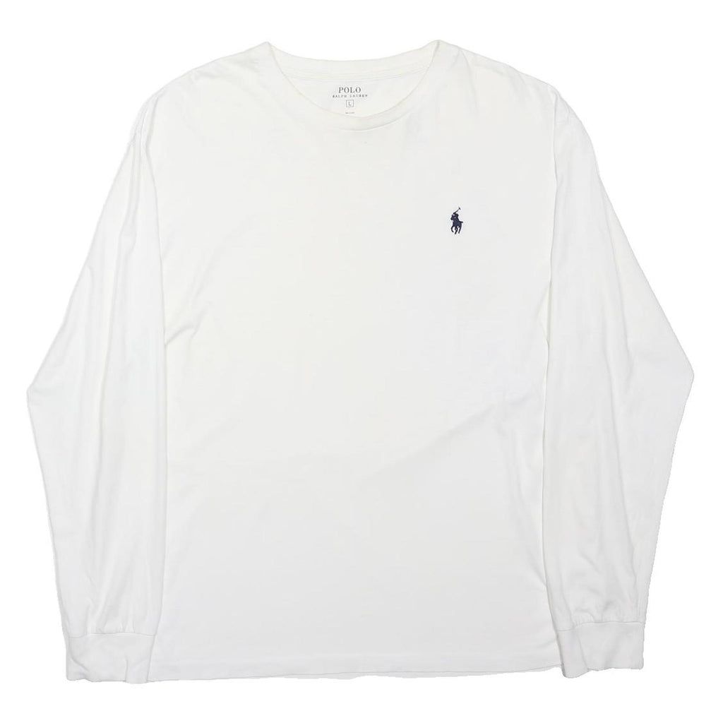 POLO RALPH LAUREN Mens White Crew Neck Long Sleeve L Cotton Blend T-Shirt