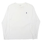 POLO RALPH LAUREN Mens White Crew Neck Long Sleeve L Cotton Blend T-Shirt