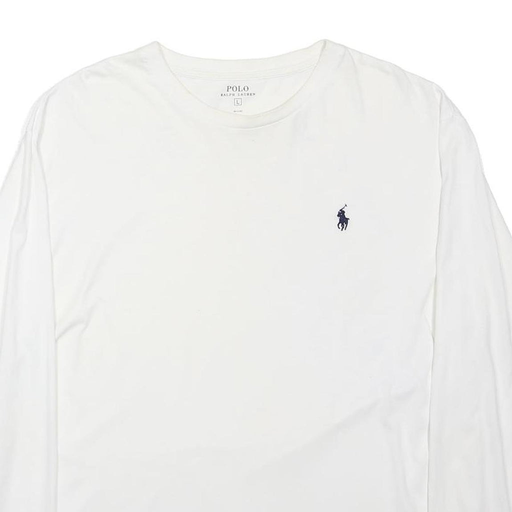 POLO RALPH LAUREN Mens White Crew Neck Long Sleeve L Cotton Blend T-Shirt