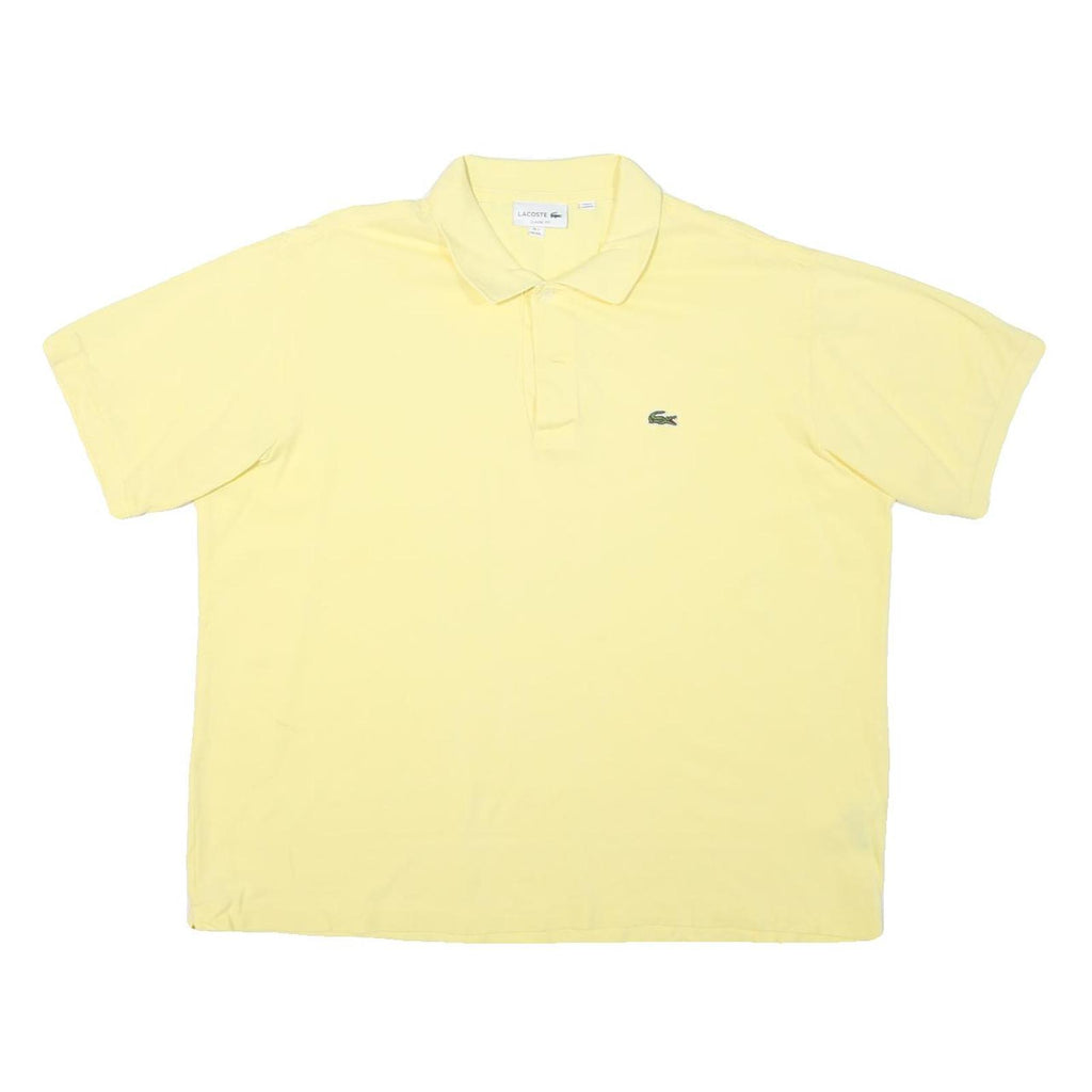 LACOSTE Mens Yellow Cotton Blend Short Sleeve Plain Polo Shirt 2XL Casual