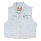 LEVI'S Womens Blue Denim Sleeveless Button XL Cotton Blend Vest Jacket Casual