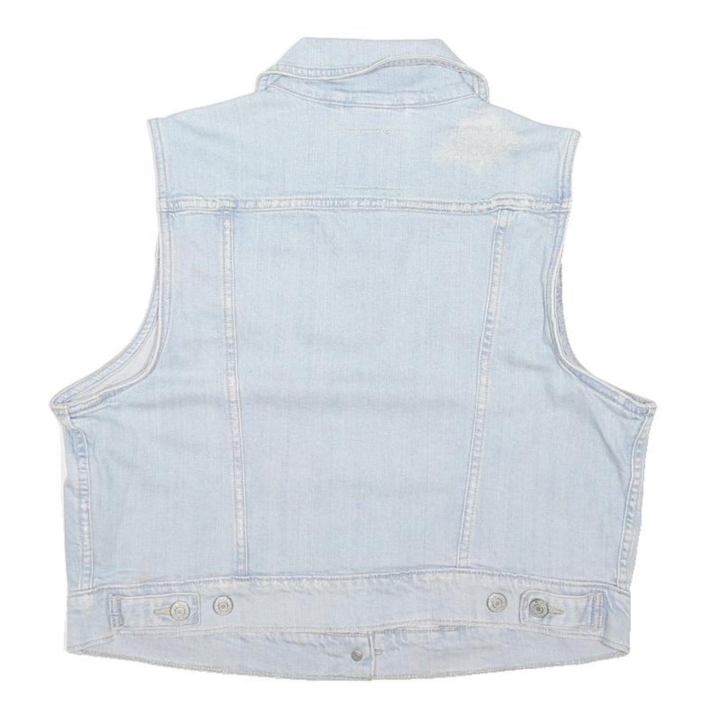 LEVI'S Womens Blue Denim Sleeveless Button XL Cotton Blend Vest Jacket Casual