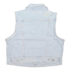 LEVI'S Womens Blue Denim Sleeveless Button XL Cotton Blend Vest Jacket Casual