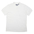 CHAPS Mens White Polo Shirt L Cotton Short Sleeve Striped Basic Pocket