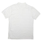 CHAPS Mens White Polo Shirt L Cotton Short Sleeve Striped Basic Pocket
