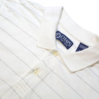 CHAPS Mens White Polo Shirt L Cotton Short Sleeve Striped Basic Pocket