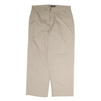 CHAPS Mens Regular Beige Cotton Trousers W26 L30 Classic Straight Zip Closure