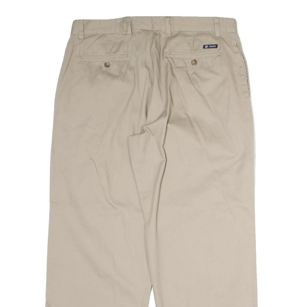 CHAPS Mens Regular Beige Cotton Trousers W26 L30 Classic Straight Zip Closure