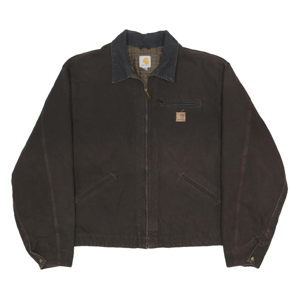 CARHARTT Mens Brown & Black Workwear Jacket 2XL Cotton Durable Zip Fastening