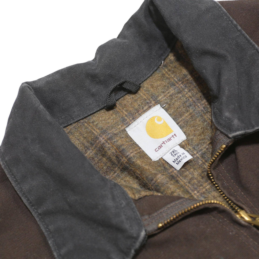 CARHARTT Mens Brown & Black Workwear Jacket 2XL Cotton Durable Zip Fastening