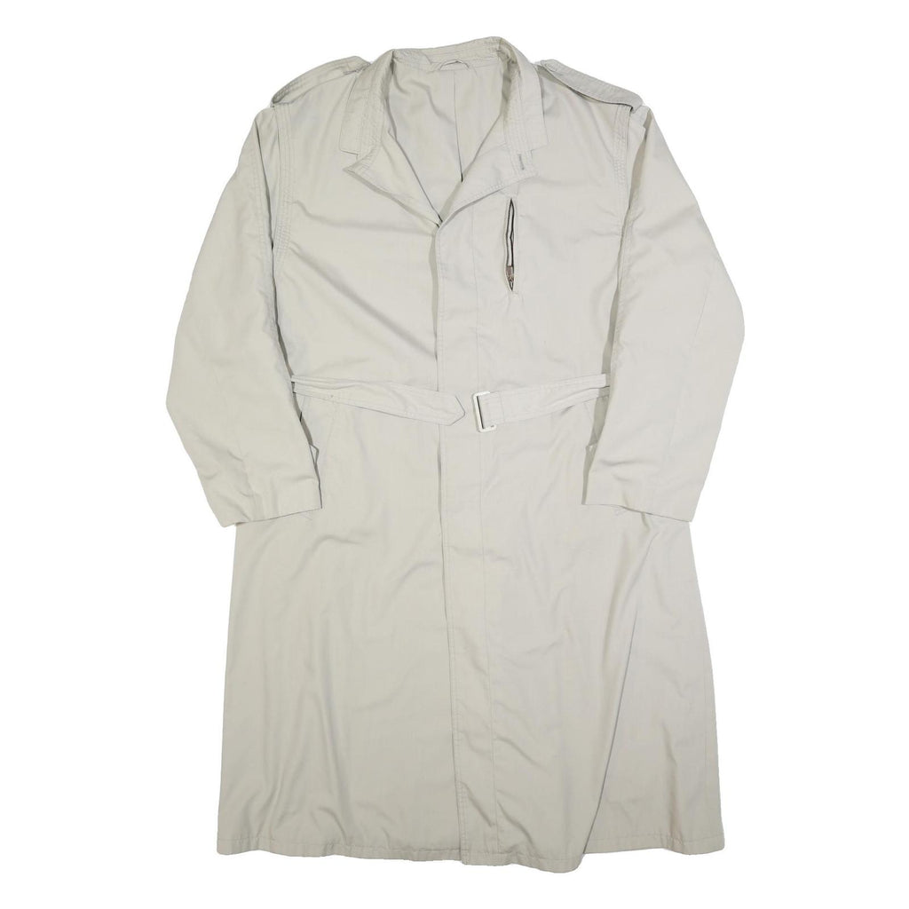 Womens Beige Button Cotton Blend Classic Jacket XL Plain Long Sleeve Button