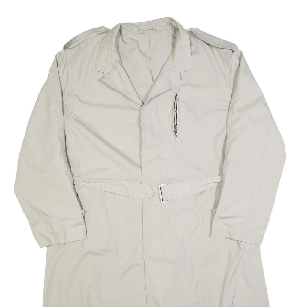 Womens Beige Button Cotton Blend Classic Jacket XL Plain Long Sleeve Button