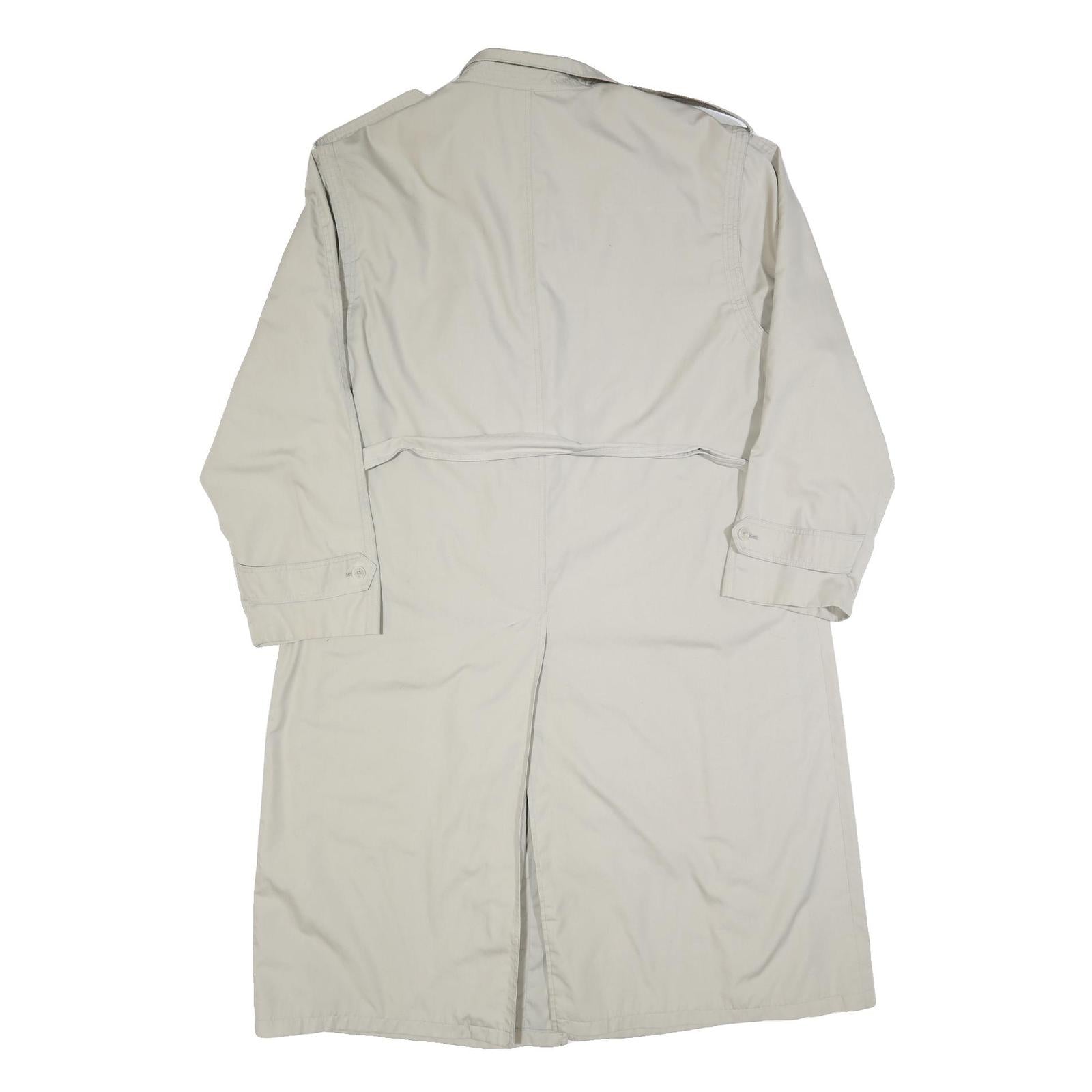 Womens Beige Button Cotton Blend Classic Jacket XL Plain Long Sleeve Button