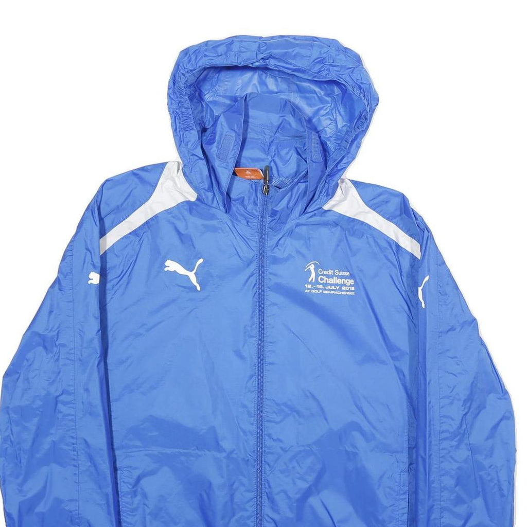PUMA Mens Blue & White Lightweight Sports Hooded Jacket M Polyamide Plain Zip