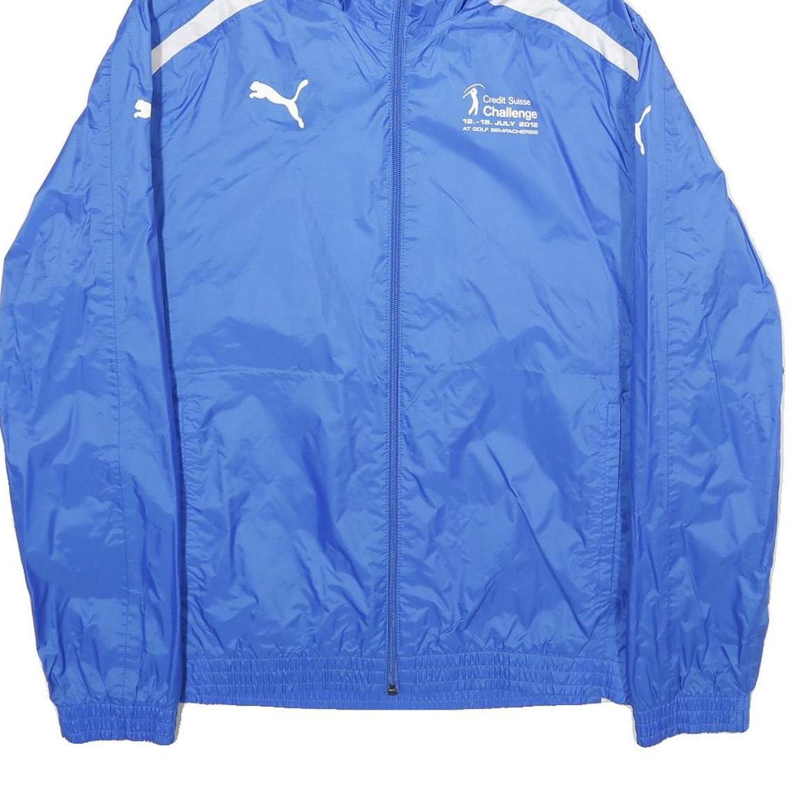 PUMA Mens Blue & White Lightweight Sports Hooded Jacket M Polyamide Plain Zip