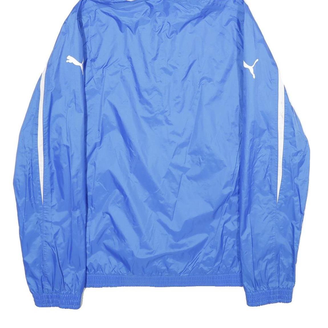 PUMA Mens Blue & White Lightweight Sports Hooded Jacket M Polyamide Plain Zip