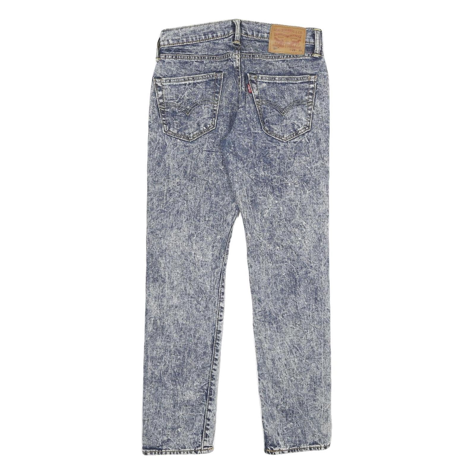 LEVI'S 511 Mens Jeans Blue Slim Skinny Denim Stone Wash W28 L30 Classic Zip