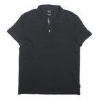 ARMANI EXCHANGE Mens Black Short Sleeve Plain Polo Shirt L Cotton Blend Casual