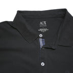 ARMANI EXCHANGE Mens Black Short Sleeve Plain Polo Shirt L Cotton Blend Casual