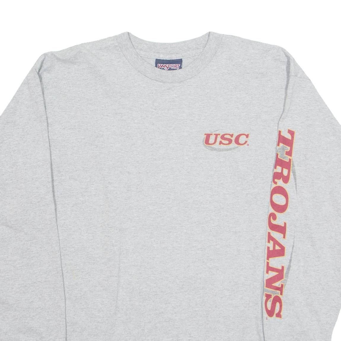 JANSPORT USC Trojans Football Mens T-Shirt Grey Long Sleeve USA L