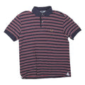 TOMMY HILFIGER Mens Navy & Red Striped Polo Shirt M Cotton Blend Short Sleeve