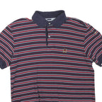 TOMMY HILFIGER Mens Navy & Red Striped Polo Shirt M Cotton Blend Short Sleeve