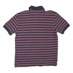 TOMMY HILFIGER Mens Navy & Red Striped Polo Shirt M Cotton Blend Short Sleeve
