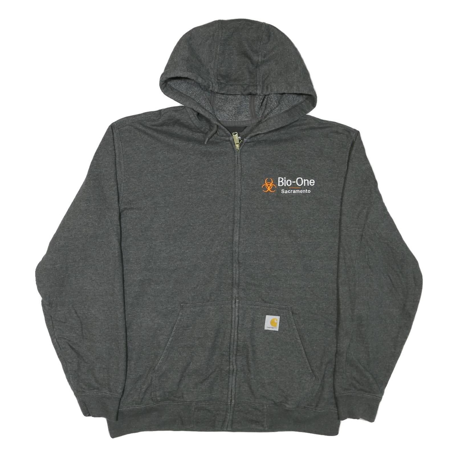 CARHARTT Mens Grey Bio-One Sacramento Full Zip Hoodie L Cotton Blend Casual