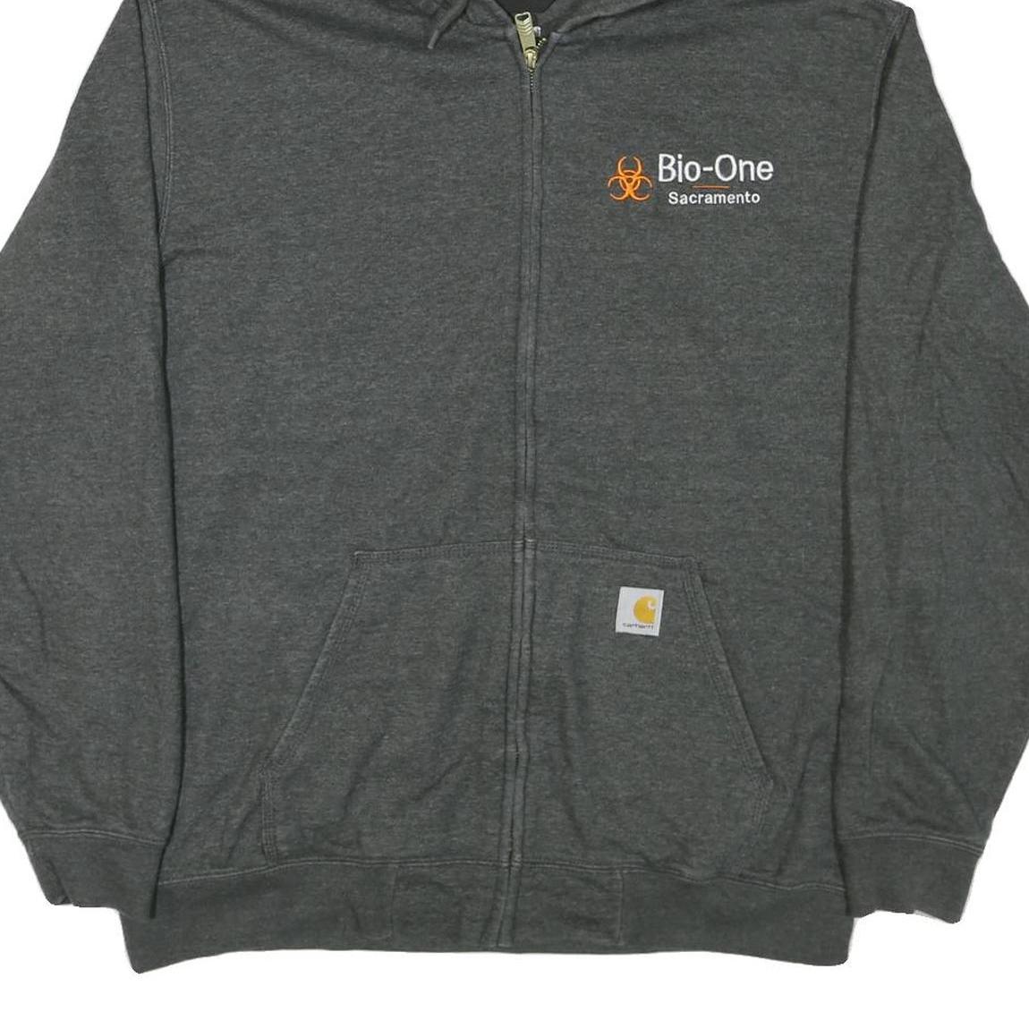 CARHARTT Mens Grey Bio-One Sacramento Full Zip Hoodie L Cotton Blend Casual