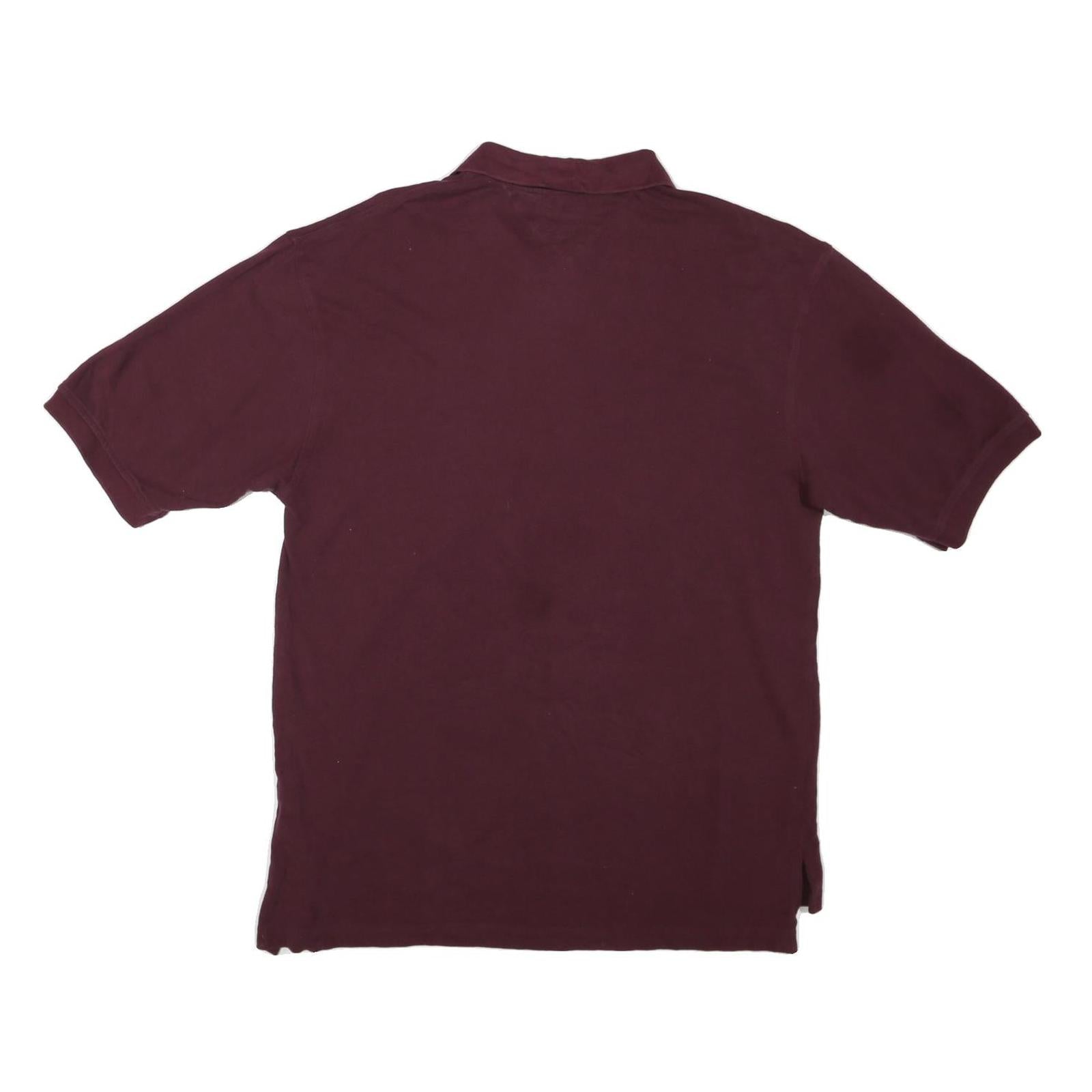 TOMMY HILFIGER Mens Maroon 2XL Polo Shirt Cotton Blend Short Sleeve Plain