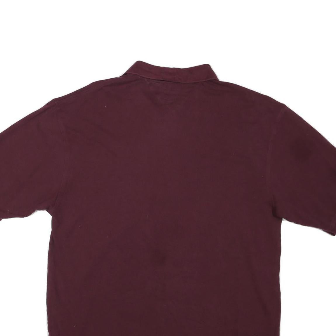 TOMMY HILFIGER Mens Maroon 2XL Polo Shirt Cotton Blend Short Sleeve Plain