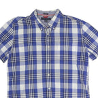 TOMMY HILFIGER Mens Blue & White Check Shirt XL Button Short Sleeve Cotton Blend