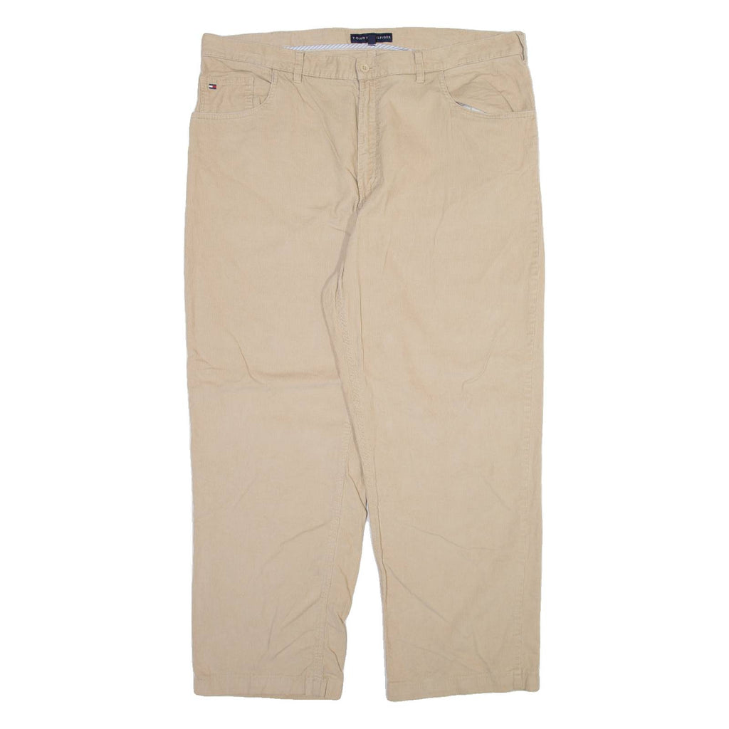 TOMMY HILFIGER Mens Corduroy Trousers Cream Regular Straight W40 L29