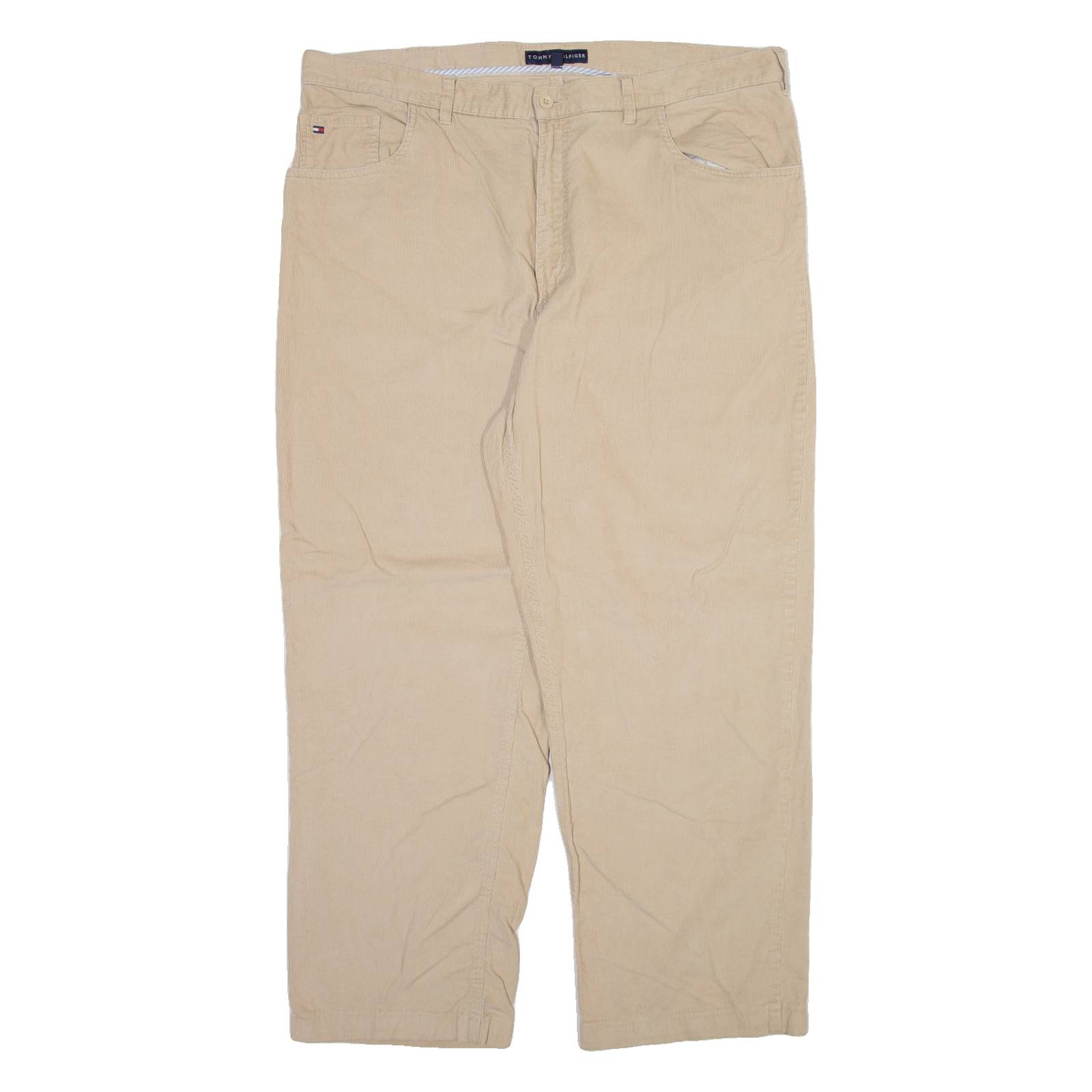 TOMMY HILFIGER Mens Corduroy Trousers Cream Regular Straight W40 L29