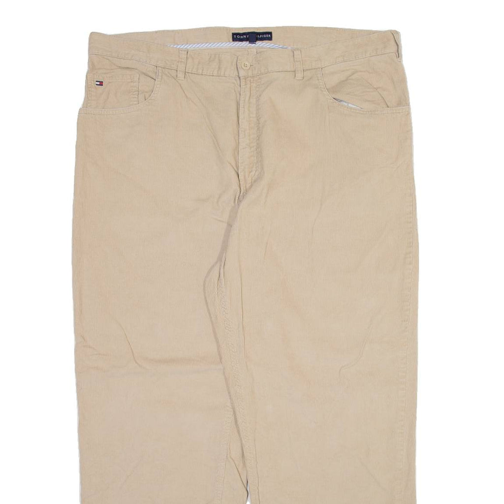 TOMMY HILFIGER Mens Corduroy Trousers Cream Regular Straight W40 L29