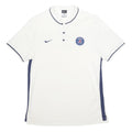 NIKE Mens White & Navy Paris Saint-Germain Short Sleeve Polo Shirt L Cotton