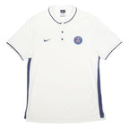 NIKE Mens White & Navy Paris Saint-Germain Short Sleeve Polo Shirt L Cotton